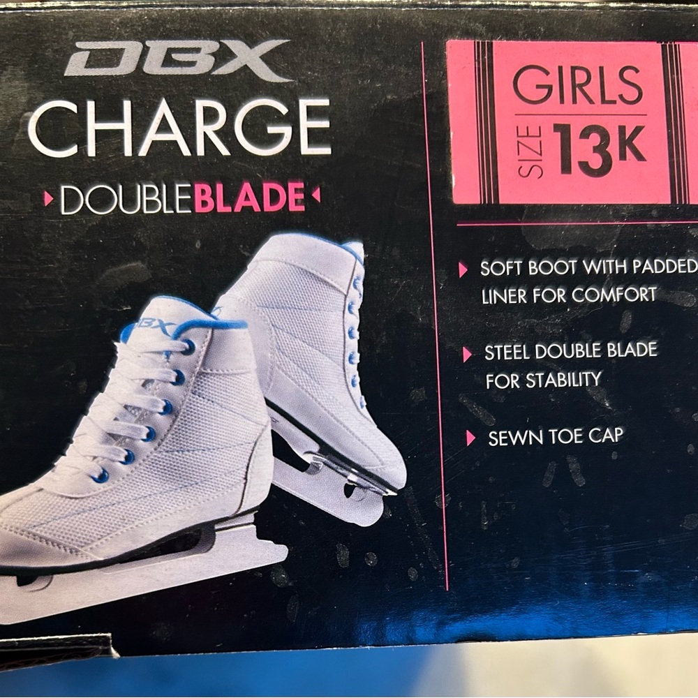 Charge White and Blue Double Blade Skates